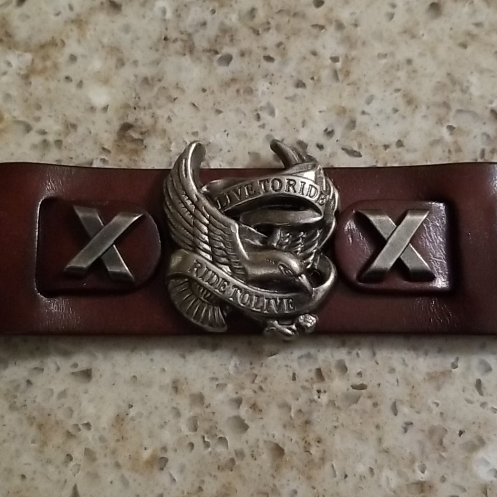 UNISEX brown Live to Ride cuff bracele - Picture 2 of 7